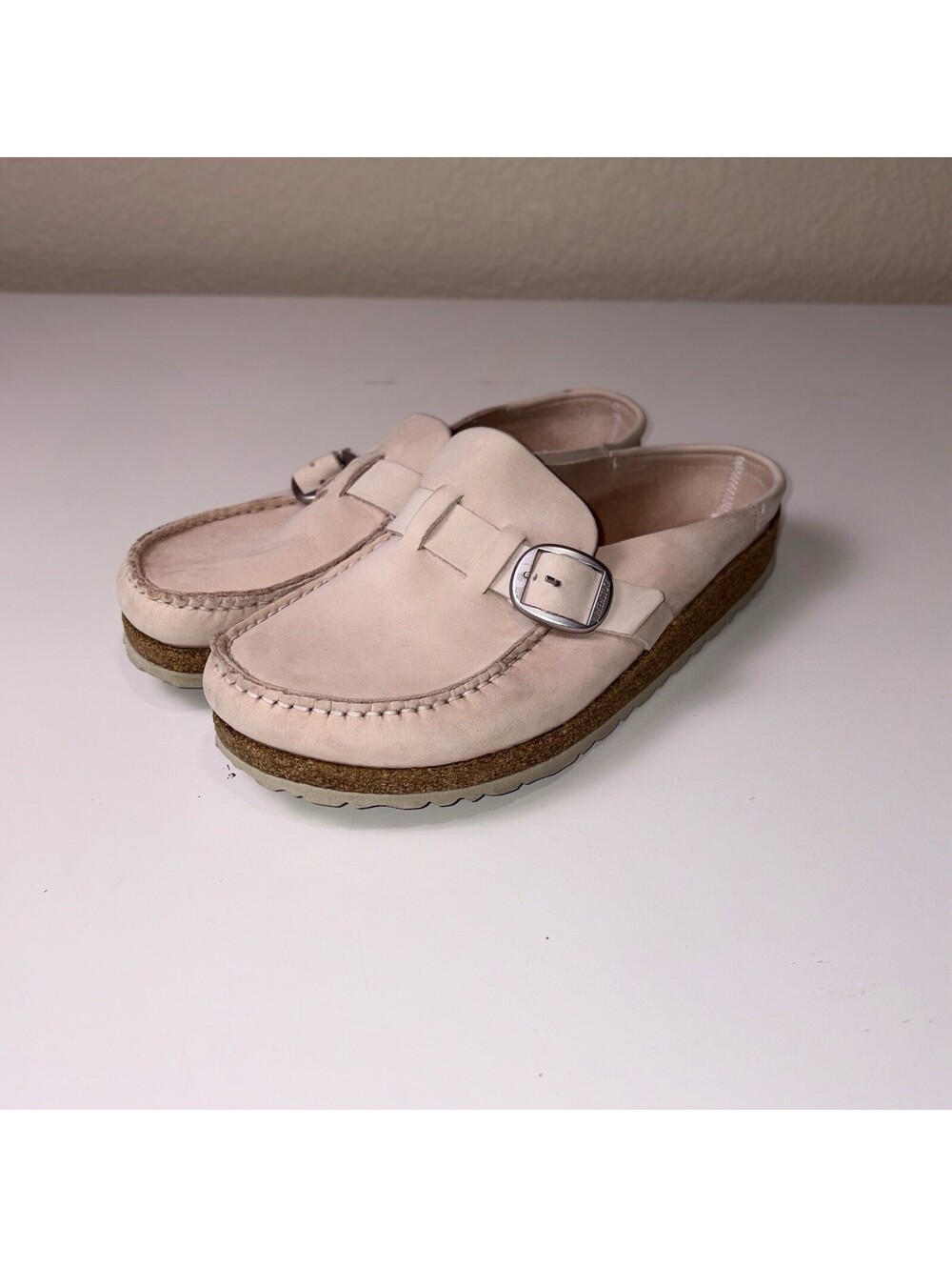 Birkenstock Buckley Women’s 7 38 Pink Suede Buckle Clog Mule Comfort Shoes